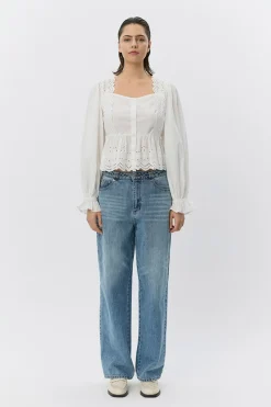ARIASW BRODERIE ANGLAISE SHIRT 0103 Off white S261185