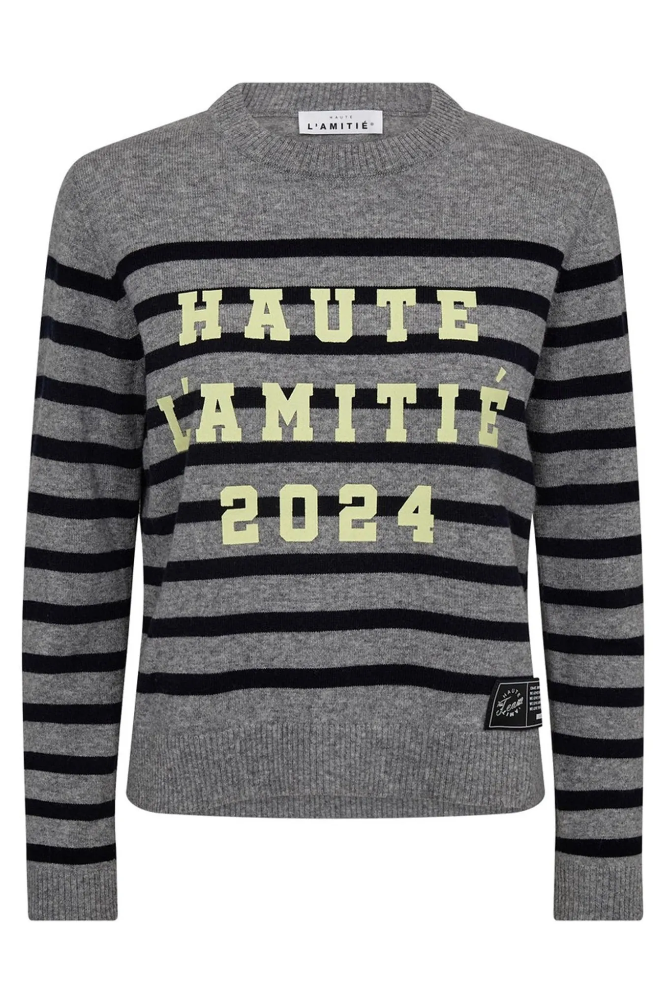Cash LS Stripe Logo Knit Light Grey Melange HL10261