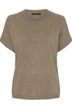 Cashmere Knit w. Short Sleeves Taupe Melange 500085