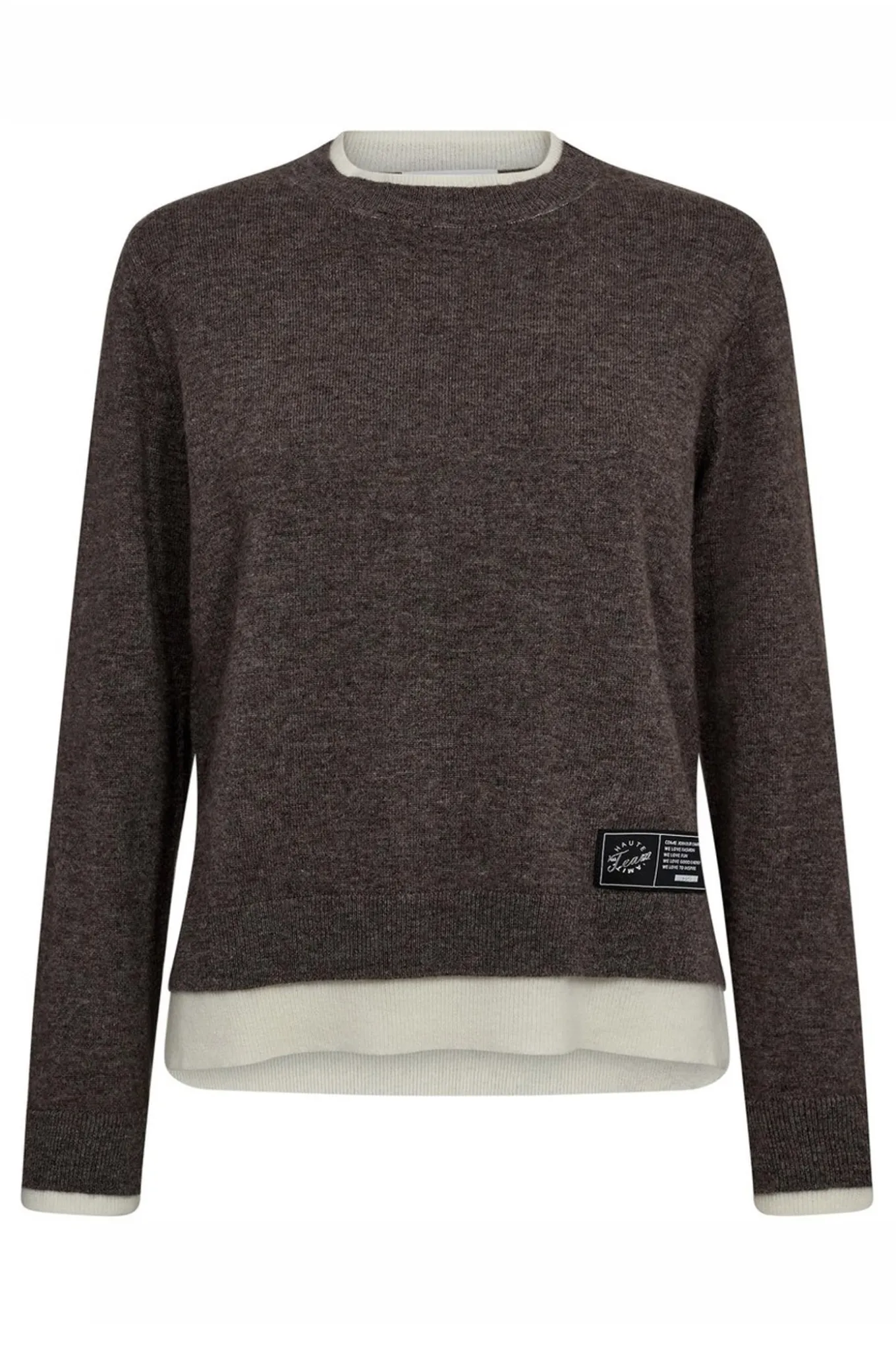 Cash TwoinOne Pullover Mocca Melange/ OffWhite HL10302