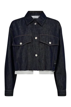 Denim Cargo Crop Shirt Dark Denim HL10318