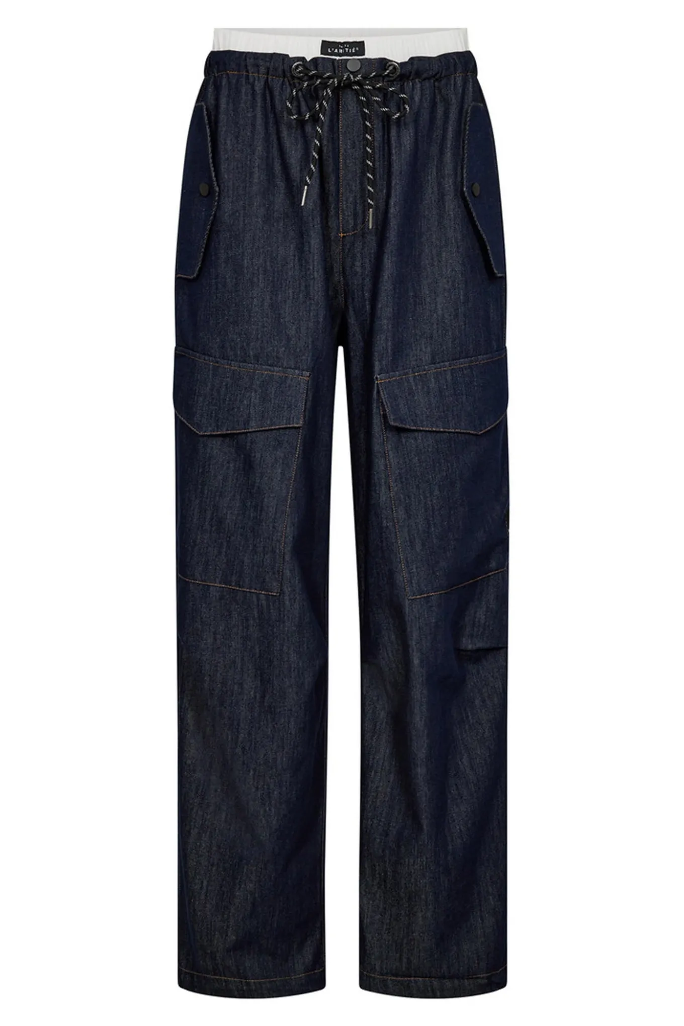 Denim Cargo Pull On Trouser Dark Denim HL10317