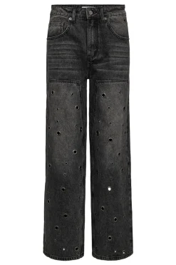 Eyelet Patch Jeans STONE HL10337