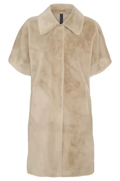 Faux Fur Long SS Jacket Sand Shell 40497