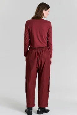 Fukkura poplin lommebukser Maroon 25623805302