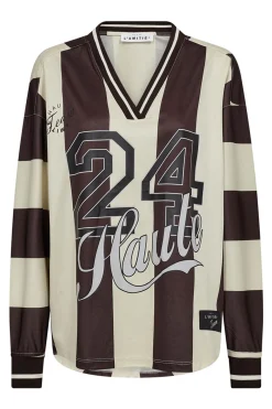 Haute 24 Stripe Blouse Mocca/ Pearl HL10419