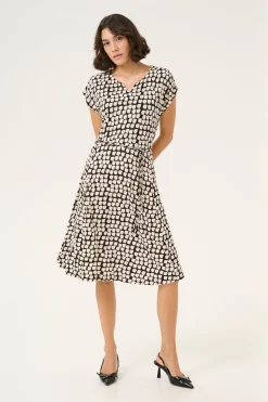 KAbella Jersey Dress Black_Sand Graphic Dot 10508466