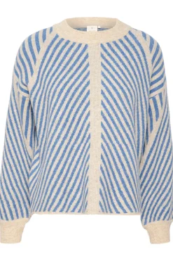 KAvera Knit Pullover Beige/Cornflower Stripe 10507817