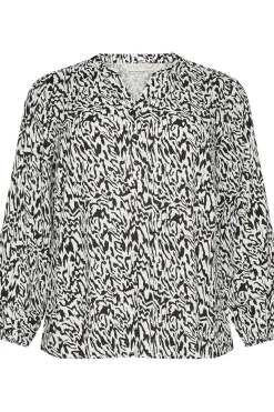 KCmahlena LS Blouse Chalk/Black Graphic Lines