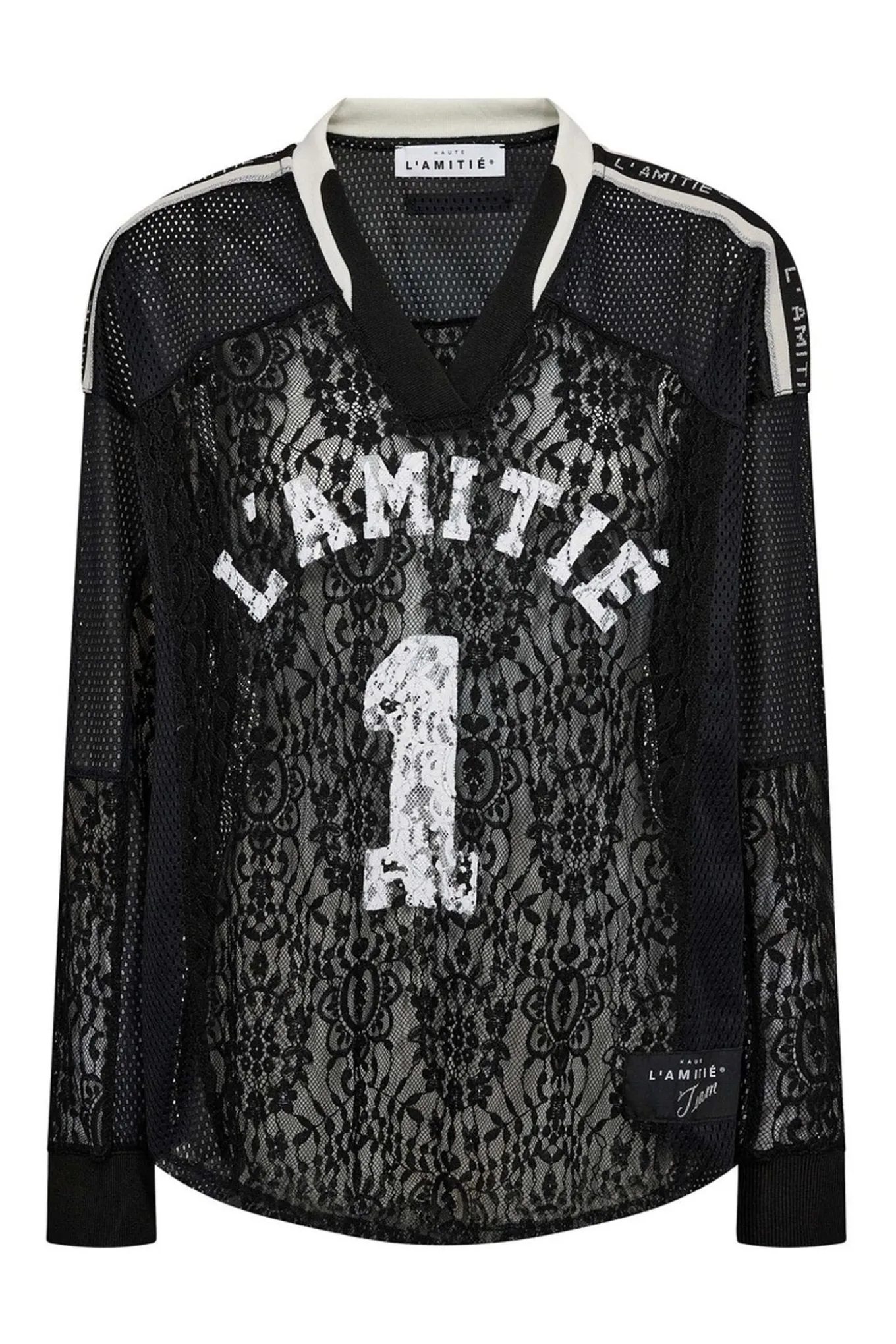 Lace Football V Blouse Black HL10468
