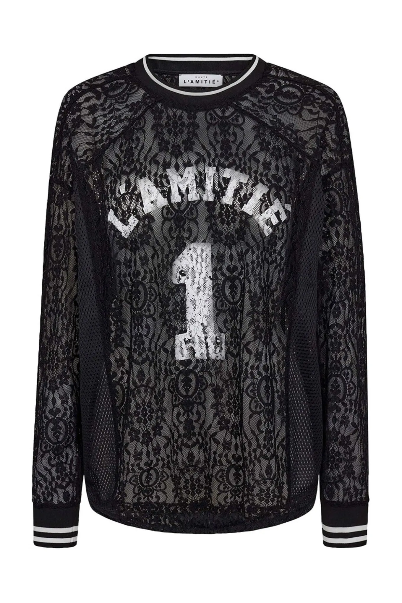 Lace LS Football Blouse Black HL10471