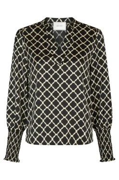 Landa Tile Print Blouse Black 166926