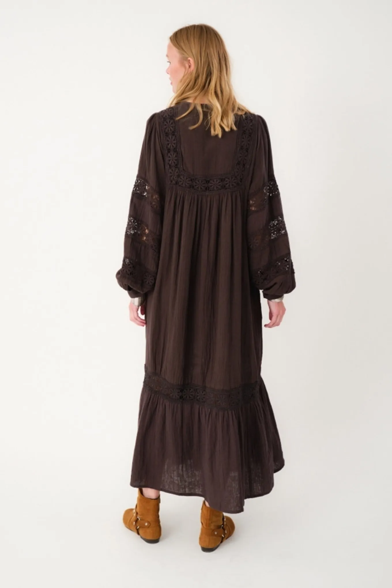 LatourLL Lace Maxi Dress LS 87 Dark Mokka 254093000