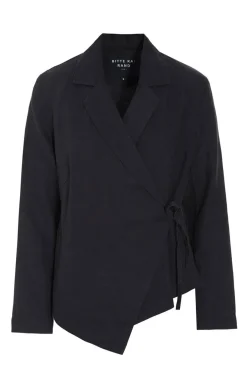 Lazy linen asymmetrisk jakke Black 26121415560