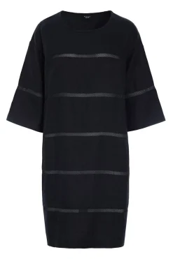 Lazy linen kjole med paneler Black 26121415559