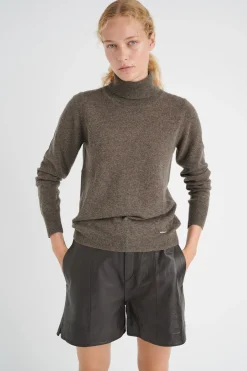 LukkaIW Rollneck Pullover Brown Melange 30108211