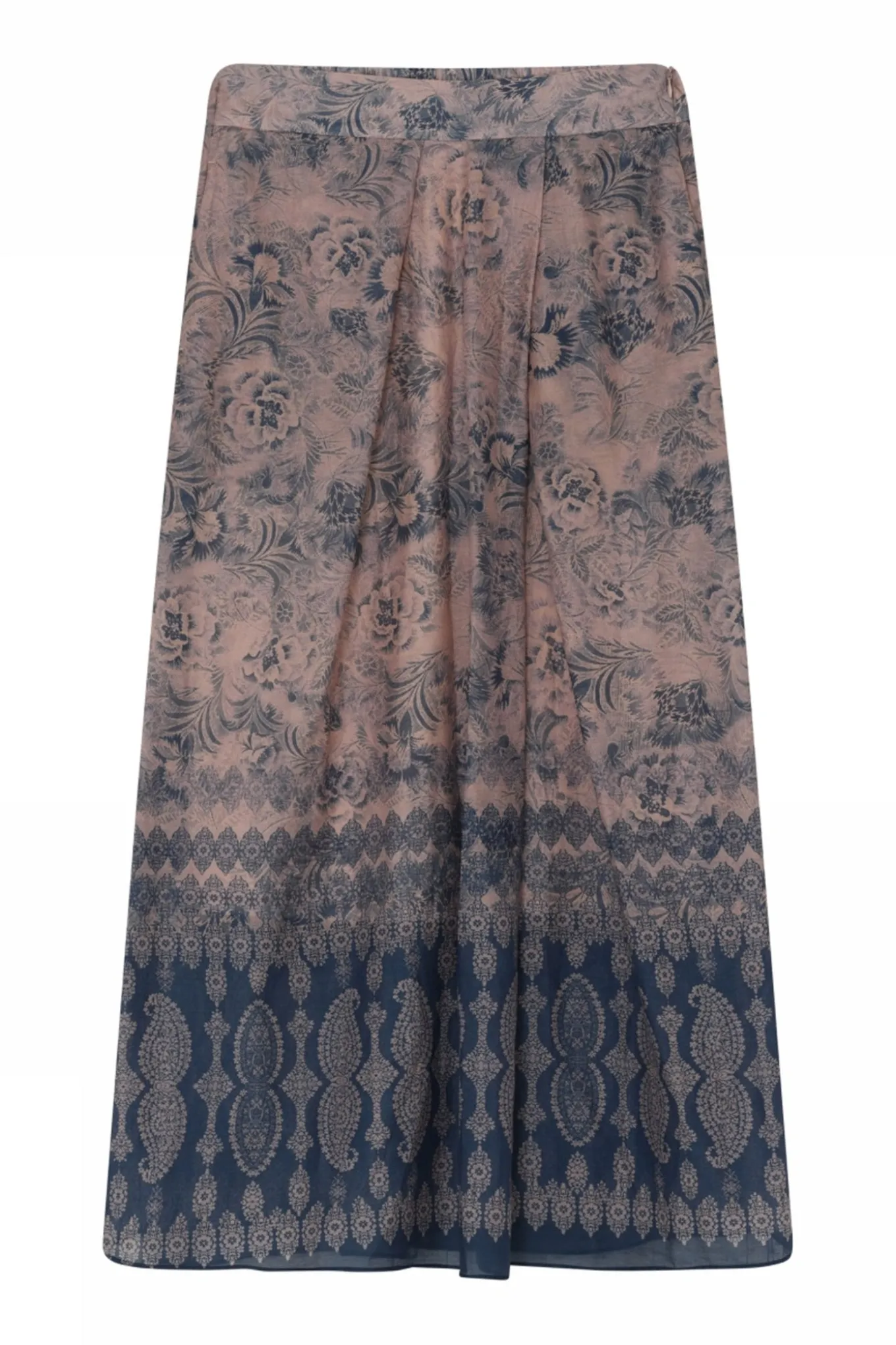 Mabell, midi+ pleated skirt 84797Navy/Rose 60553/7312