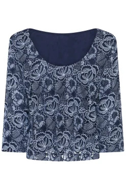 Mauritiabbignara Blouse Blue Flower BBW4951