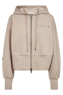 Maxi Split Zip Hoodie Beige HL10523