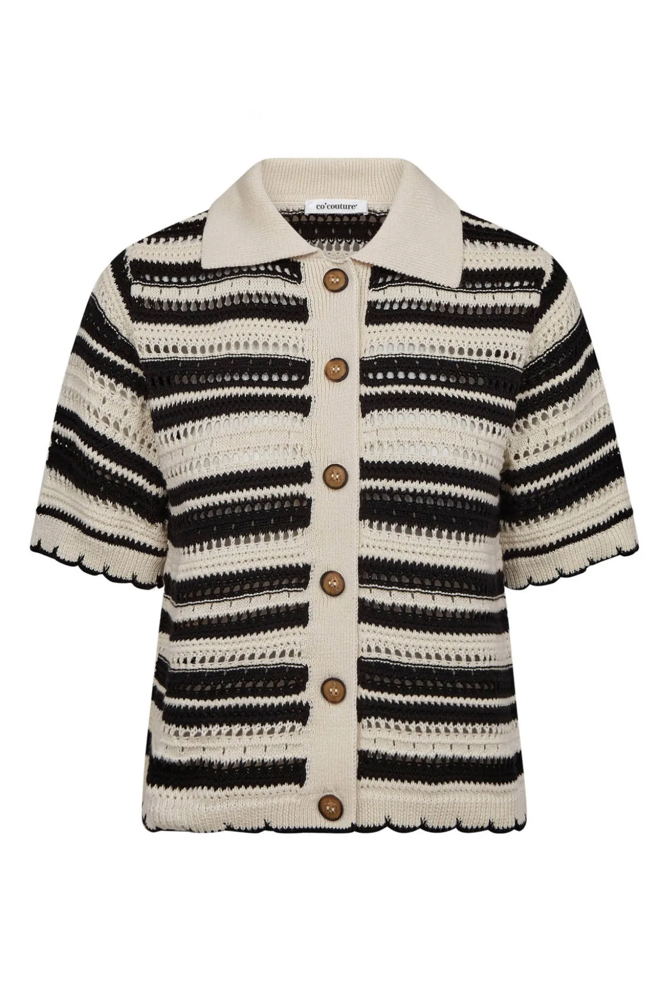 OdetteCC Stripe SS Cardigan 1196OffWhiteB 42017