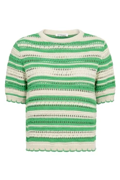 OdetteCC Stripe SS OKnit 34Green 42018
