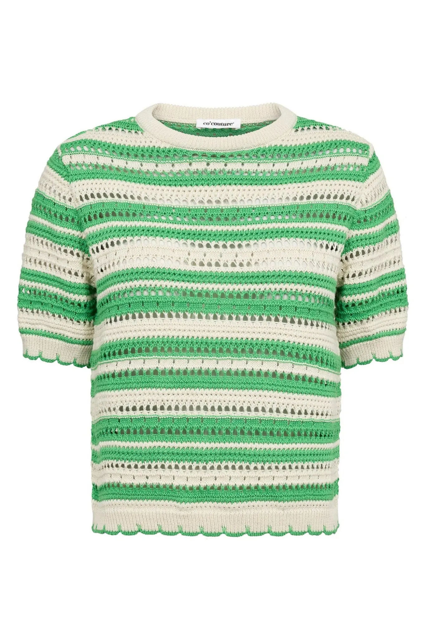 OdetteCC Stripe SS OKnit 34Green 42018