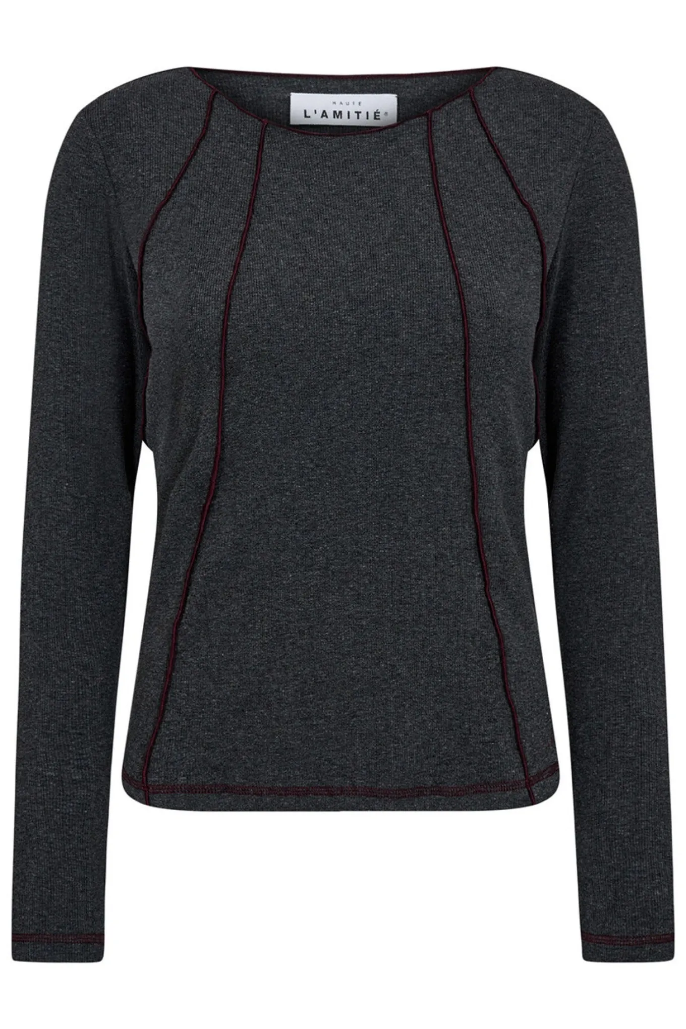 Reverse Seam Rib Blouse Antracit Melange HL10012
