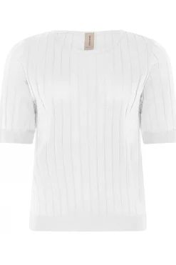 Ribknit Oneck tshirt White