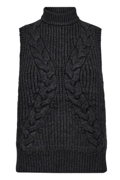 RowCC Cable Knit Top 140Dark Grey 32242