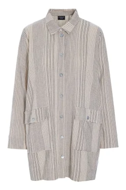 Shiko lang skjorte IVORY/BLACK STITCH 26124645616