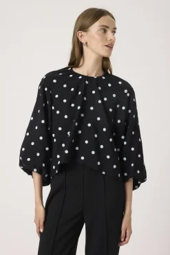 SLIdola Blouse SS Black and White Dots 304365 30408753