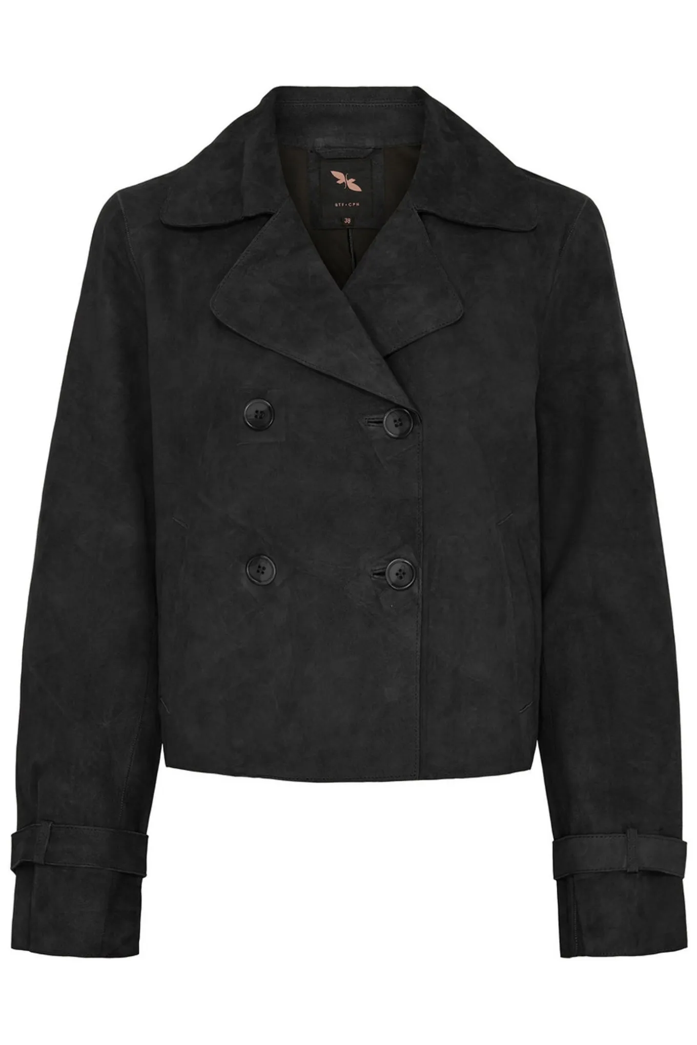 Suede Short Trenchcoat Black 100298