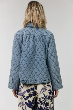 Violall Quilted Jacket Ls Washed Denim 261196002