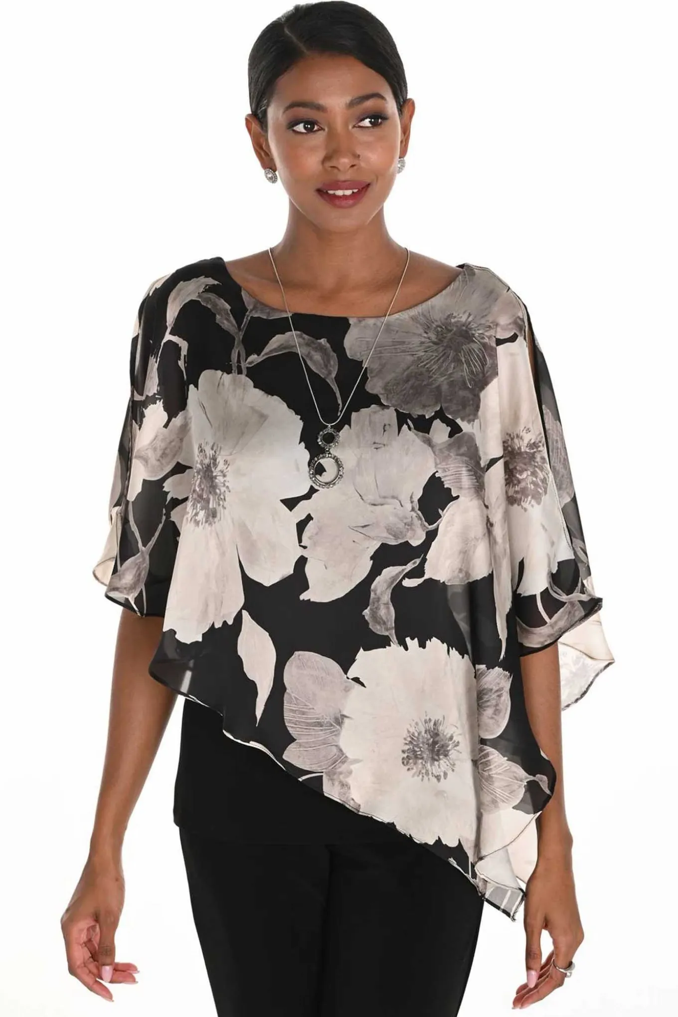 WOVEN TOP black/beige 259343