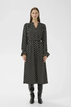 ZeemaIW Dress Black Spaced Dots 300177 30111247